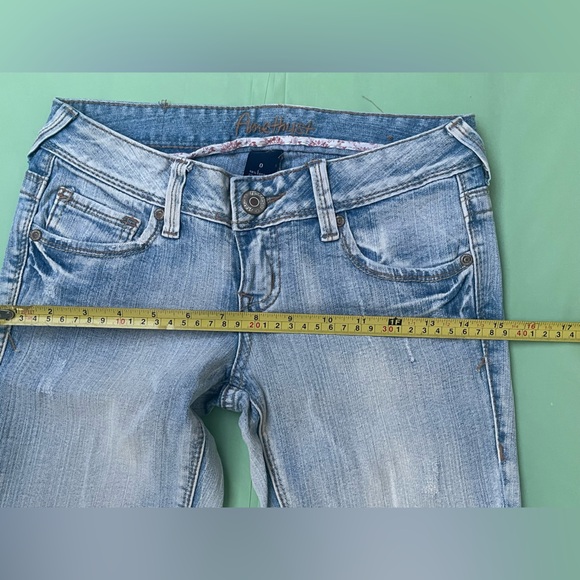 Amethyst low rise Jeans Faded Blue Flare Jeans size 0 juniors flap pockets - Picture 8 of 12
